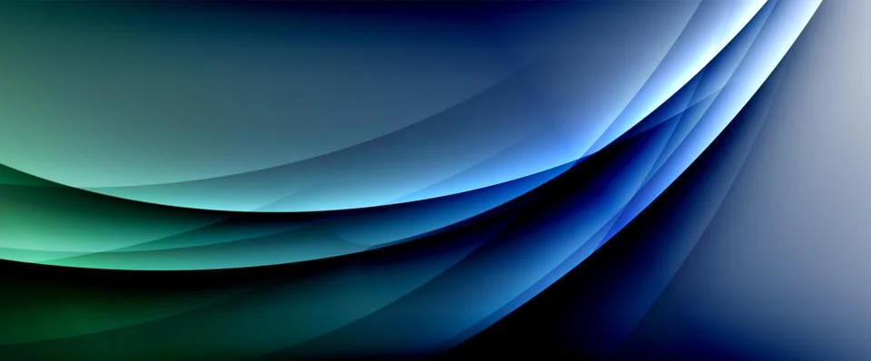 Dynamic flowing waves on gradient color background. Vector illustration For Ilustración de archivo