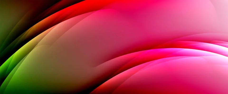 Dynamic flowing waves on gradient color background. Vector illustration For イラスト素材