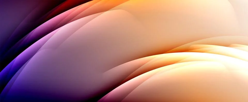 Dynamic flowing waves on gradient color background. Vector illustration For Ilustración de archivo