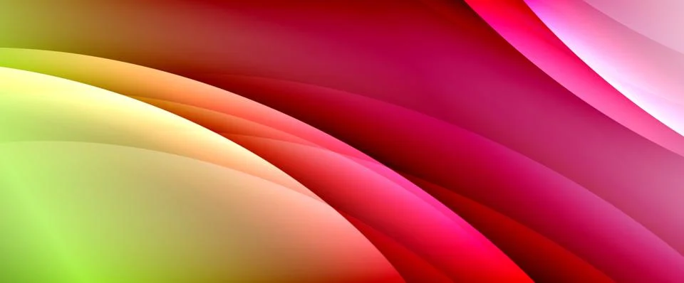 Dynamic flowing waves on gradient color background. Vector illustration For Ilustración de archivo