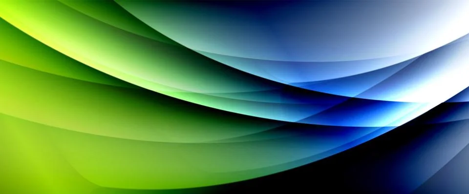 Dynamic flowing waves on gradient color background. Vector illustration For Illustrazione stock