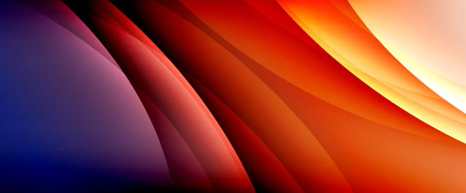 Dynamic flowing waves on gradient color background. Vector illustration For Ilustración de archivo