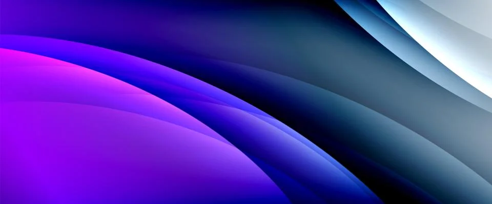 Dynamic flowing waves on gradient color background. Vector illustration For Illustrazione stock