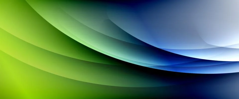 Dynamic flowing waves on gradient color background. Vector illustration For Illustrazione stock