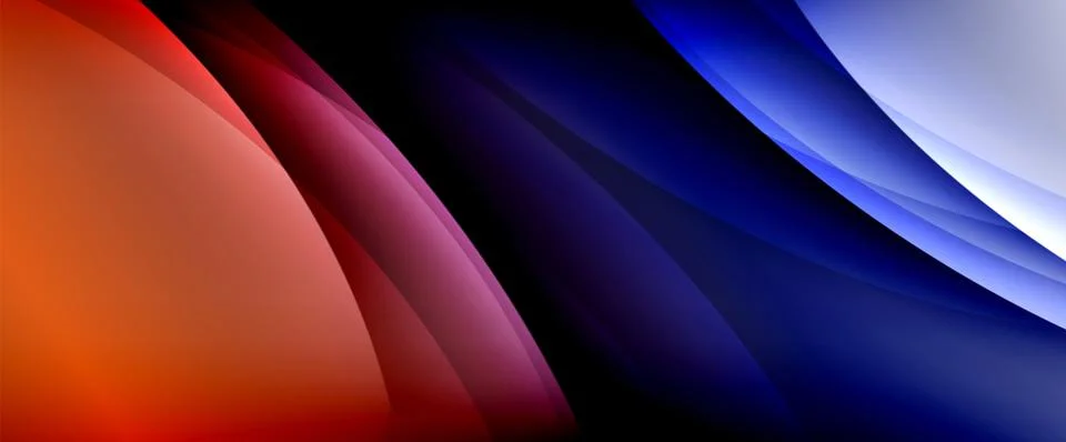 Dynamic flowing waves on gradient color background. Vector illustration For Ilustración de archivo