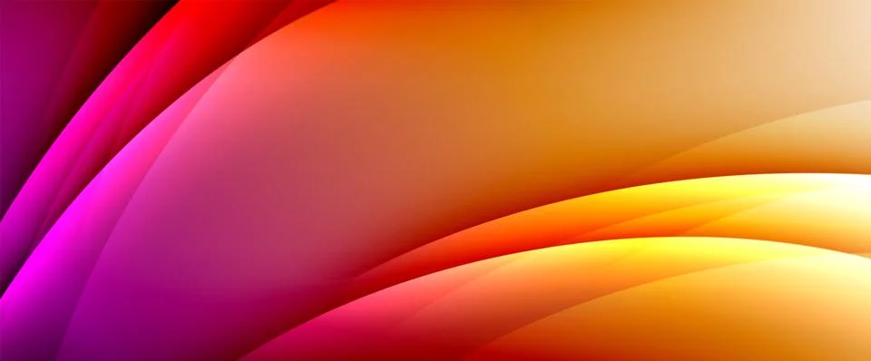 Dynamic flowing waves on gradient color background. Vector illustration For Illustrazione stock