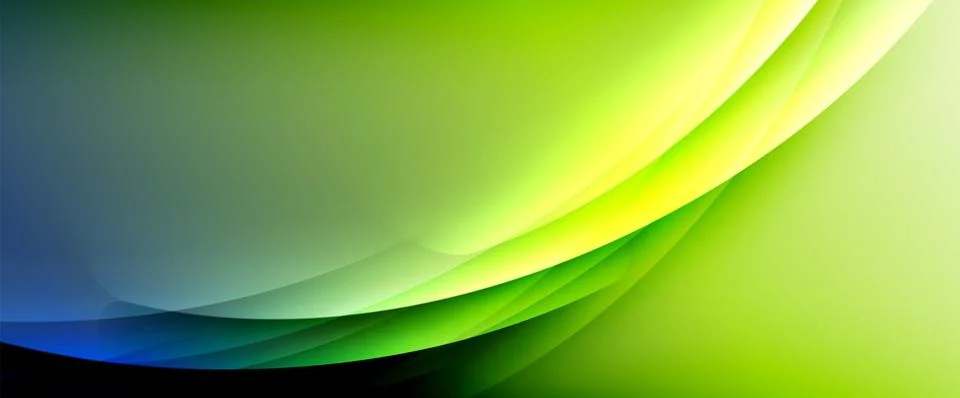 Dynamic flowing waves on gradient color background. Vector illustration For Ilustración de archivo