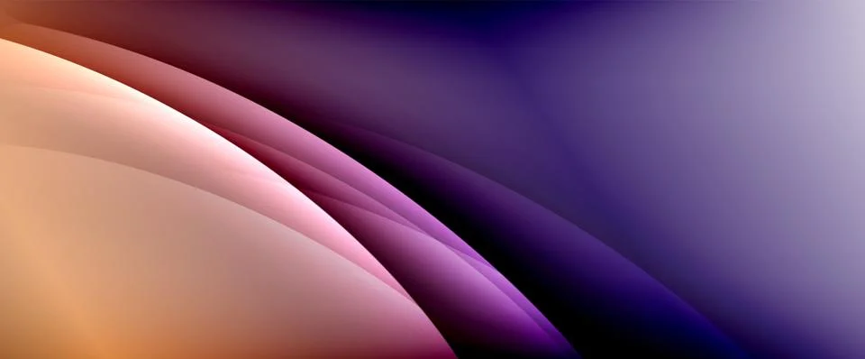 Dynamic flowing waves on gradient color background. Vector illustration For Illustrazione stock