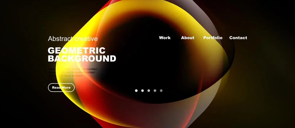 Dynamic fluid shapes, warm colors dominate design. Text overlays present Stock Illustration
