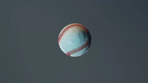 Dynamic flying baseball catch in the spotlight. Epic foggy slow motion shot 4KHD Stock Footage 110047875
