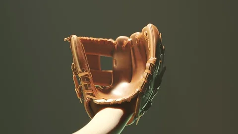 Dynamic flying baseball catch in the spotlight. Epic foggy slow motion shot 4KHD Stock Footage 110048253