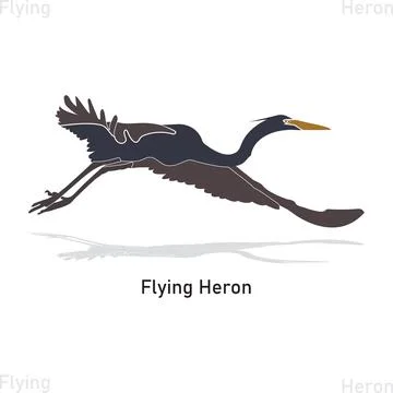 Dynamic Flying Heron Silhouette Vector Illustration on Transparent Backdrop Ilustración de archivo