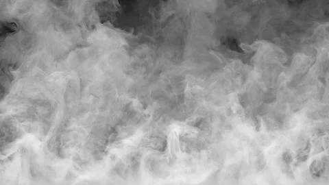 Dynamic fog on a dark background. Realistic atmospheric White smoke slowly rises Stock Footage 149821367