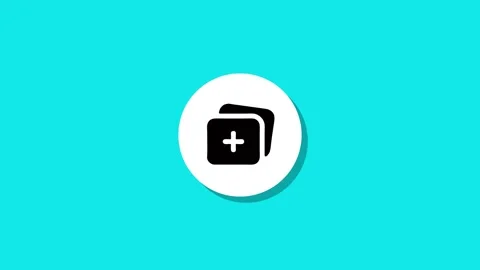 Dynamic footage of add image icon animation on turquoise background minimal.. Stock Footage 327762493