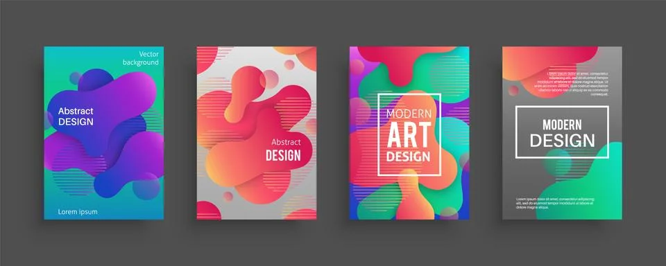 Dynamic form posters. Colored geometric forms and lines. Gradient abstract 스톡 일러스트