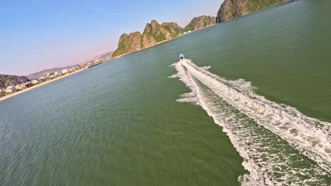 Dynamic FPV Drone Flight Over Ha Long Bay, Vietnam Stock Footage 323508448