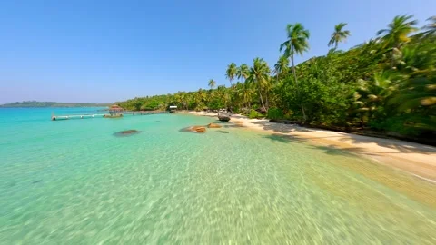 Dynamic FPV Flight Over Tropical Paradise Beach With Crystal Clear Sea Thailand. Stock Footage 293461701