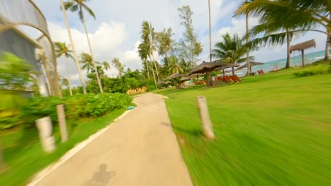 Dynamic FPV flight through beautiful resort on tropical island in Thailand Stock Footage 278079051