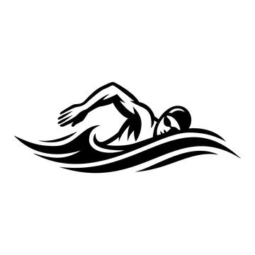 Dynamic Freestyle Swimmer in Water Waves Vector Stock Illustration