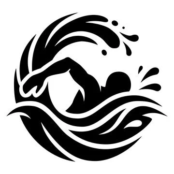 Dynamic Freestyle Swimmer with Water Waves Vector Stock Illustration