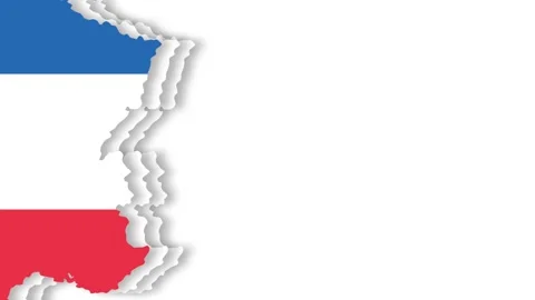 Dynamic French Flag Reveal Animation with Torn Paper Effect on White Backgr.. Stock Footage 340056989