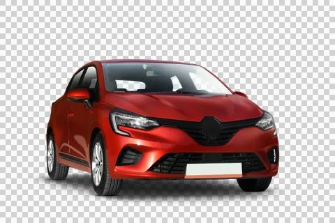 Dynamic Front Perspective of the red colored hatchbag car on a transparent .. Stock Illustration