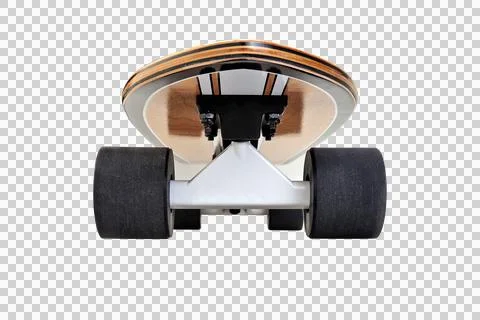 Dynamic front view of a Black and wooden skate board isolated Stock Photos