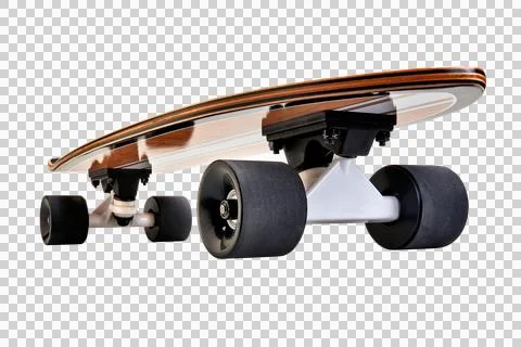 Dynamic front view of a Black and wooden skate board isolated Stock Photos