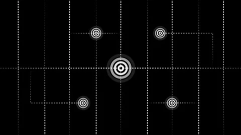 Dynamic futuristic grid network with targeting reticles and digital connect.. Stock Footage 334157688