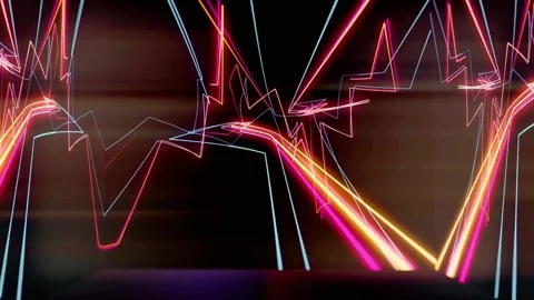 Dynamic futuristic light trails in motion. Neon laser beams creating abstract Stock Footage 340024692