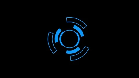 Dynamic futuristic loading spinner animation in blue on black background, t.. Stock Footage 339513211