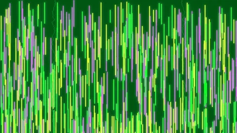 Dynamic futuristic neon grid: glowing green and purple tech equalizer display Stock Footage 335520973