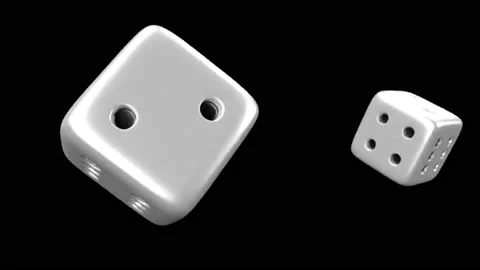 Dynamic gambling dice rotating on black background in 4k resolution. Stock Footage 131845201