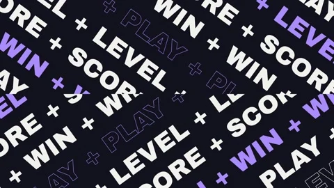 Dynamic Gaming Typography Motion Background with Win Score Level Text Видео 344849518