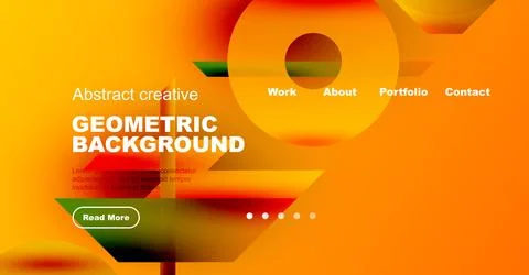 Dynamic geometric background design. Orange, yellow hues dominate. Text elements Stockillustratie