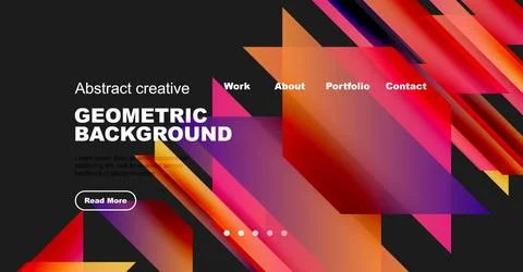 Dynamic geometric background features vibrant colors, text elements, navigation イラスト素材