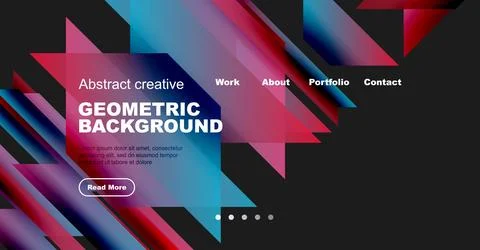 Dynamic geometric background features vibrant colors, text overlays, navigation Stock Illustration