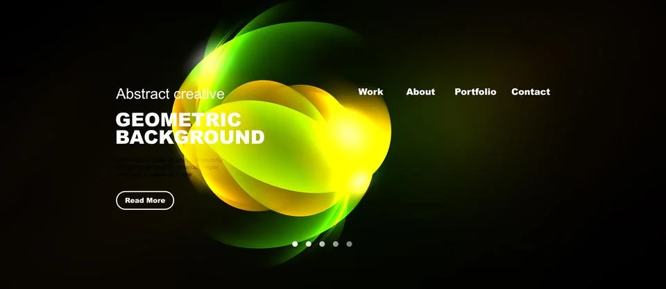 Dynamic geometric background features vibrant yellow, green hues. Website h.. Stock Illustration
