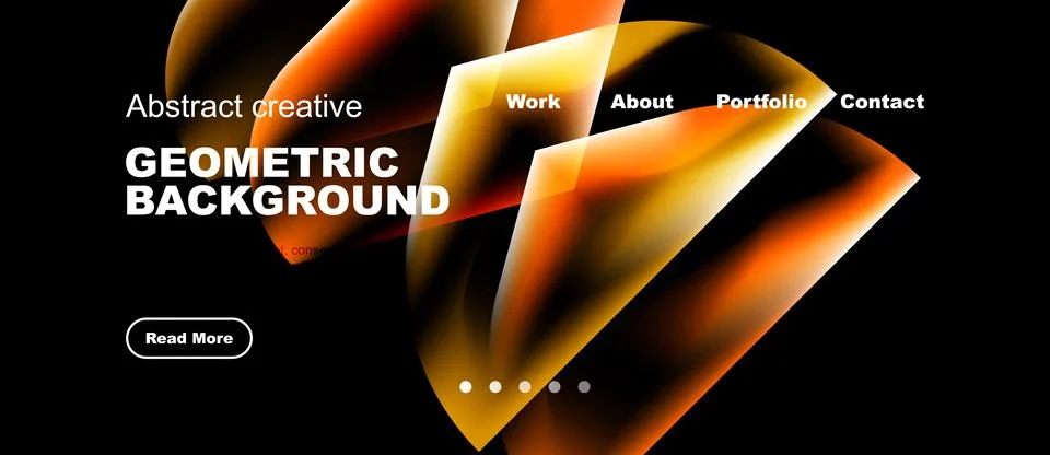 Dynamic geometric background features vibrant orange hues, bold typography, Stock Illustration