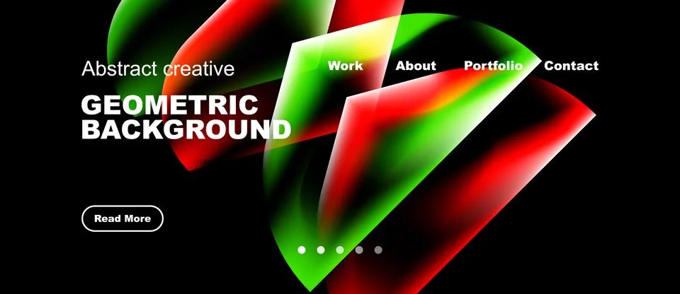 Dynamic geometric background features vibrant red, green gradients. Text Stock Illustration