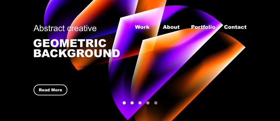 Dynamic geometric background features vibrant orange, purple hues. Text ove.. Stock Illustration
