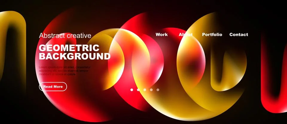 Dynamic geometric background features vibrant orange, red hues. Text overlays Stock Illustration