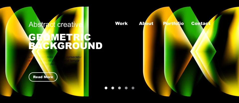 Dynamic geometric background features vibrant waves. Text overlays promote .. Stock Illustration