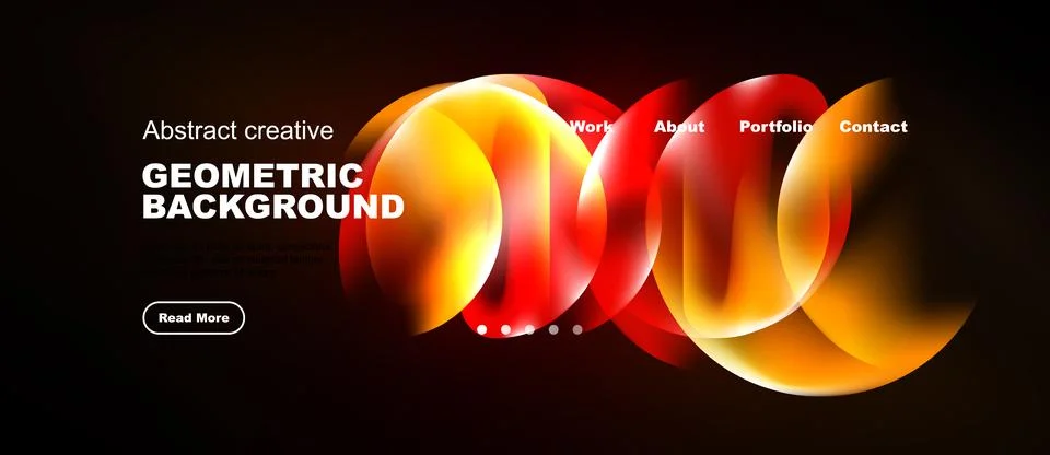 Dynamic geometric background features vibrant orange curves. Text includes .. Stock Illustration