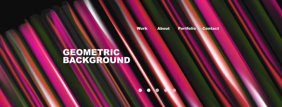 Dynamic geometric background features vibrant lines, text elements, navigatio Stock Illustration