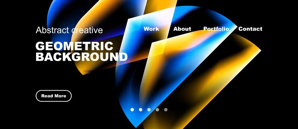 Dynamic geometric background features vibrant colors, gradients. Website Stockillustratie