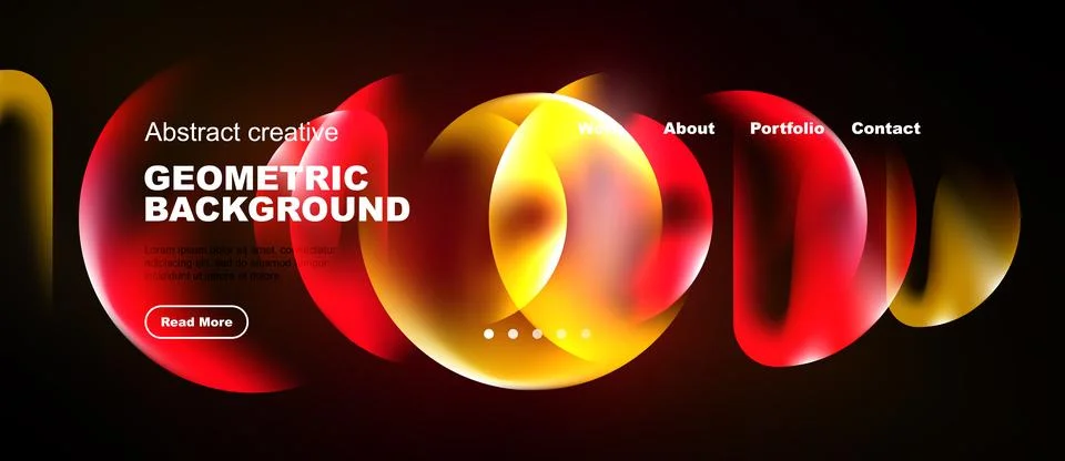Dynamic geometric background features vibrant red, orange hues. Website heade Stock Illustration