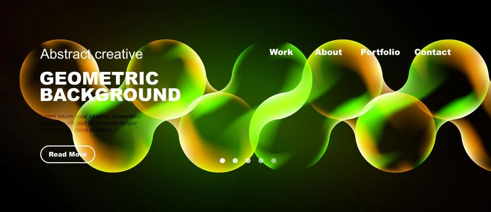 Dynamic geometric background features vibrant green, yellow shapes. Website Stock Illustration