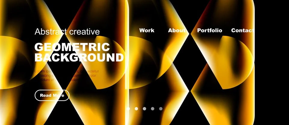Dynamic geometric background features vibrant orange hues. Website header Stock Illustration