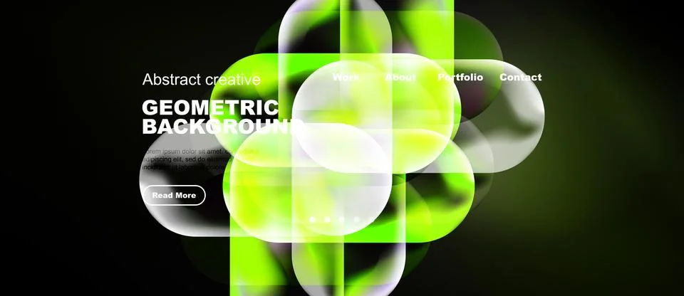 Dynamic geometric background features vibrant green, yellow hues. Modern desi Stock Illustration